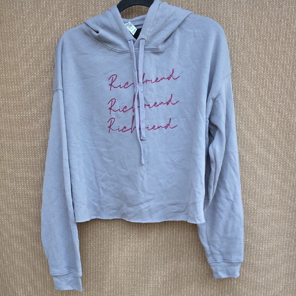 Gray Hoodie Sweater with Red Script